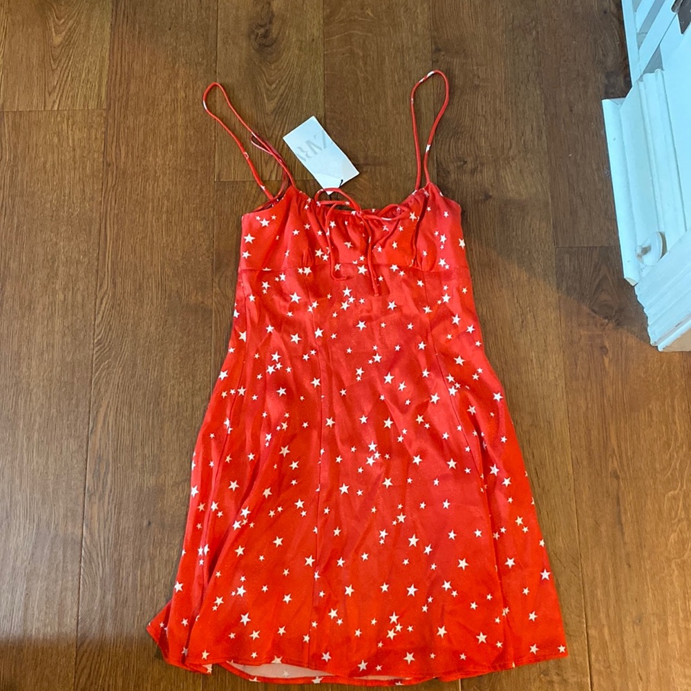 Zara Mini red and white star dress